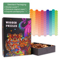 Colorful Rainbow Gradient Wooden Jigsaw Puzzle with vibrant artwork, packed in an exquisite box, includes diagram paper.