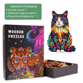Colorful Ragdoll Cat wooden jigsaw puzzle with exquisite packaging, perfect for puzzle lovers and brain games.