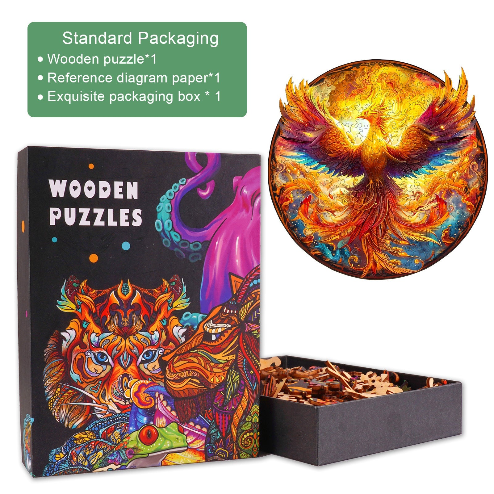 Flame-born Phoenix-2 Wooden Jigsaw Puzzle