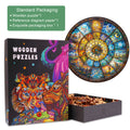 Mysterious Fresco wooden jigsaw puzzle in exquisite packaging, showcasing vibrant designs and intricate pieces for an engaging experience.