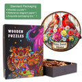 Sweet Home Wooden Jigsaw Puzzle packaging, colorful design, includes wooden pieces and reference diagram for puzzle enthusiasts.