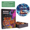Blue Voyage wooden jigsaw puzzle in exquisite packaging, featuring a vibrant ship design and colorful artwork.