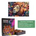Blossom-Kissed Lion-1 wooden jigsaw puzzle in vibrant colors, featuring exquisite packaging and contents.