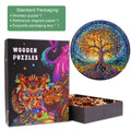 Natural Tree of Life wooden jigsaw puzzle in a colorful box with unique artwork and intricate pieces.