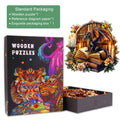 Dragon's Library-3 wooden jigsaw puzzle in exquisite packaging, featuring a colorful design and a detailed dragon graphic.