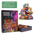 Cat Family-2 wooden jigsaw puzzle with colorful kittens and packaging, designed for enhancing focus and cognitive skills.