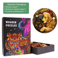 Warm Christmas wooden jigsaw puzzle box with two cats in Santa hats, featuring intricate design and premium packaging.