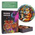 Colorful Mother Fox wooden jigsaw puzzle packaging with vibrant illustration and pieces inside for engaging puzzle play.