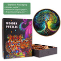 Aurora Tree of Life-3 wooden jigsaw puzzle in packaging, featuring vibrant artwork and puzzle pieces for mind games.