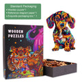 Colorful Dachshund-2 wooden jigsaw puzzle in exquisite packaging box, designed for mind games and focus.