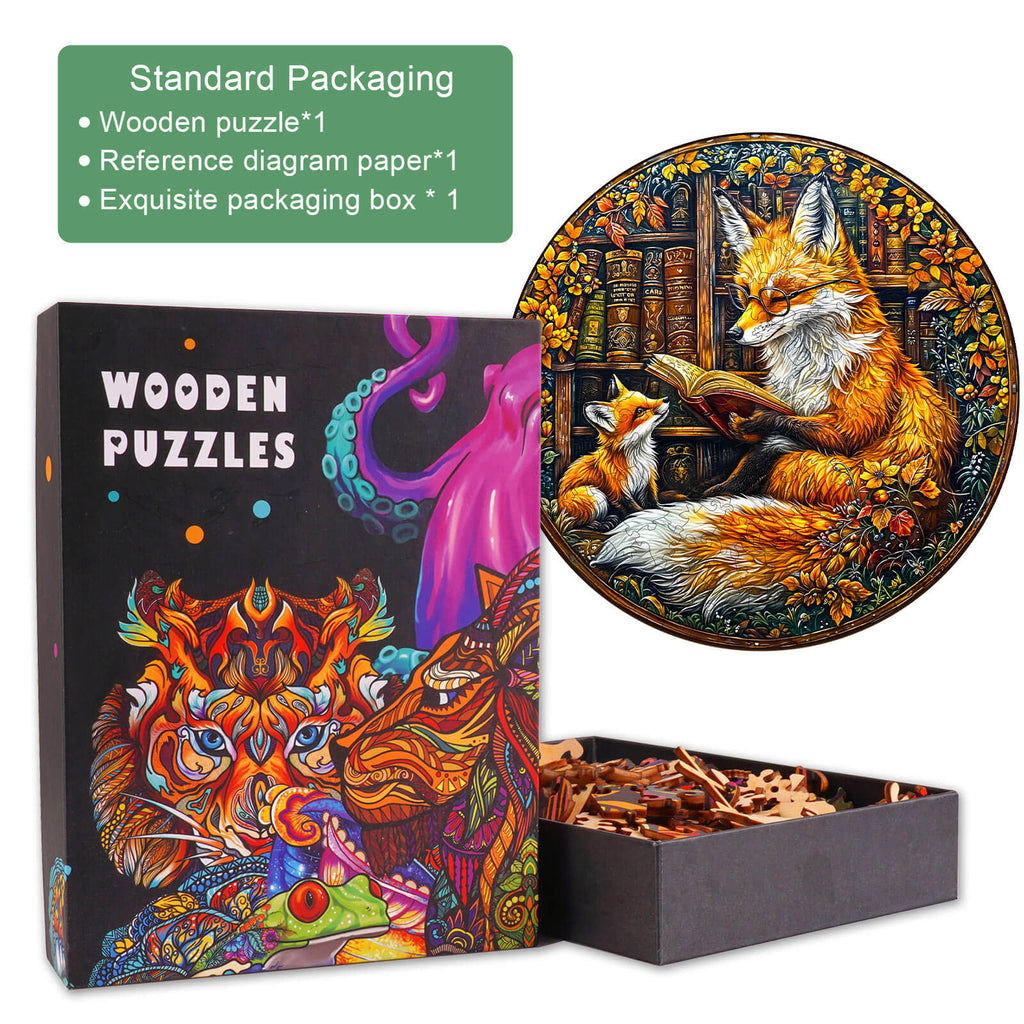 Mother Fox Storytime-3 wooden jigsaw puzzle with vibrant artwork and exquisite packaging, designed for mind games and focus.