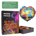 Sweet Encounter Wooden Jigsaw Puzzle in vibrant packaging with heart-shaped design and colorful cars, perfect for mindful play.
