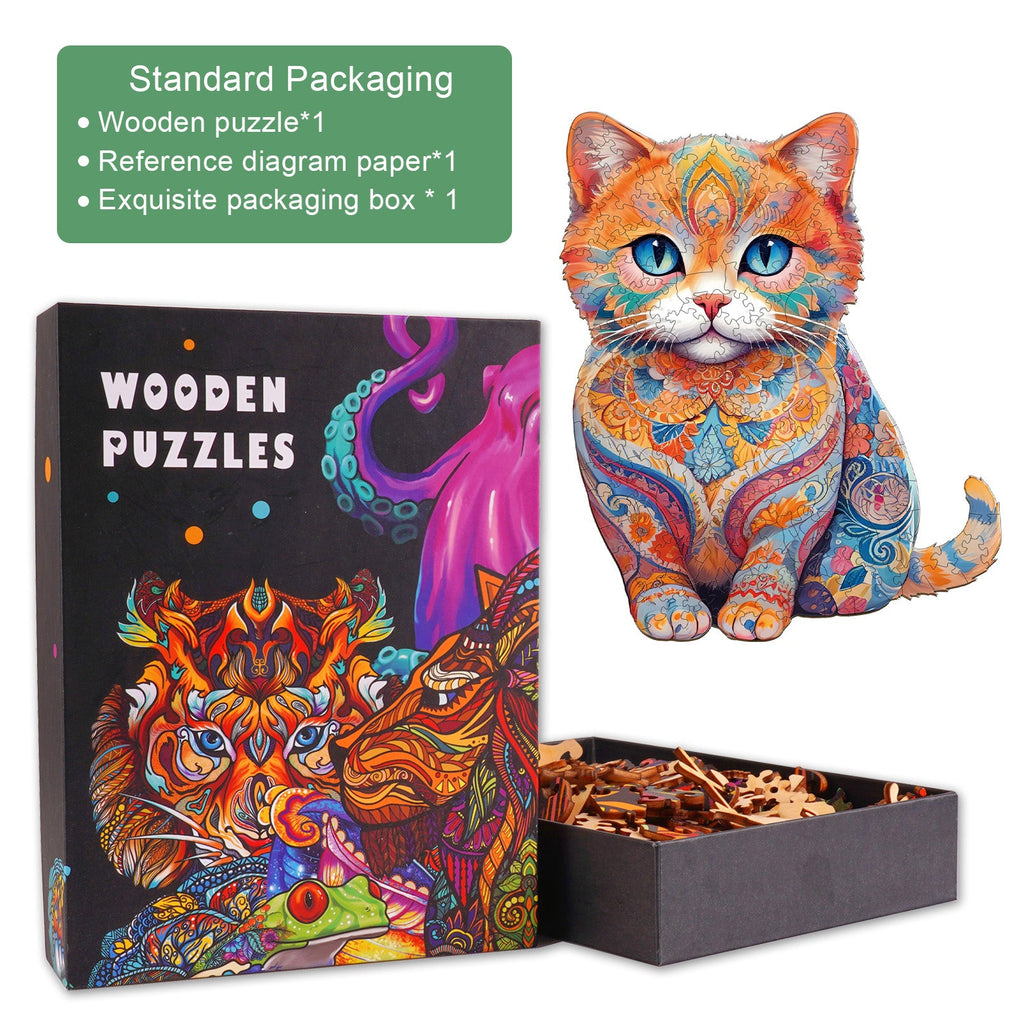 Cute Scottish Cat Wooden Jigsaw Puzzle