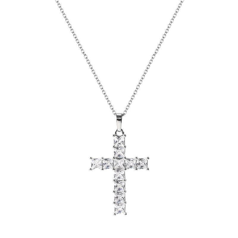 COLORFUL DIAMONDS CROSS NECKLACE