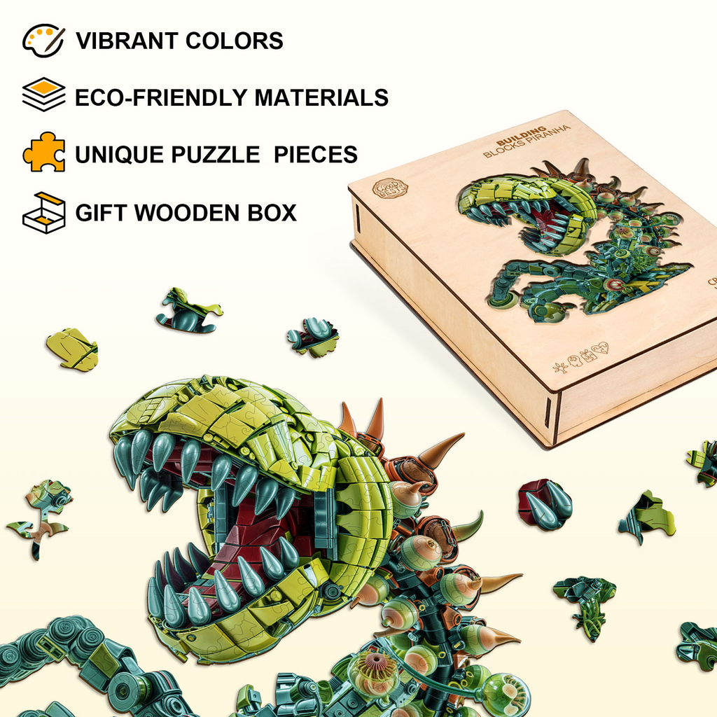 Building blocks Piranha Wooden Jigsaw Puzzle