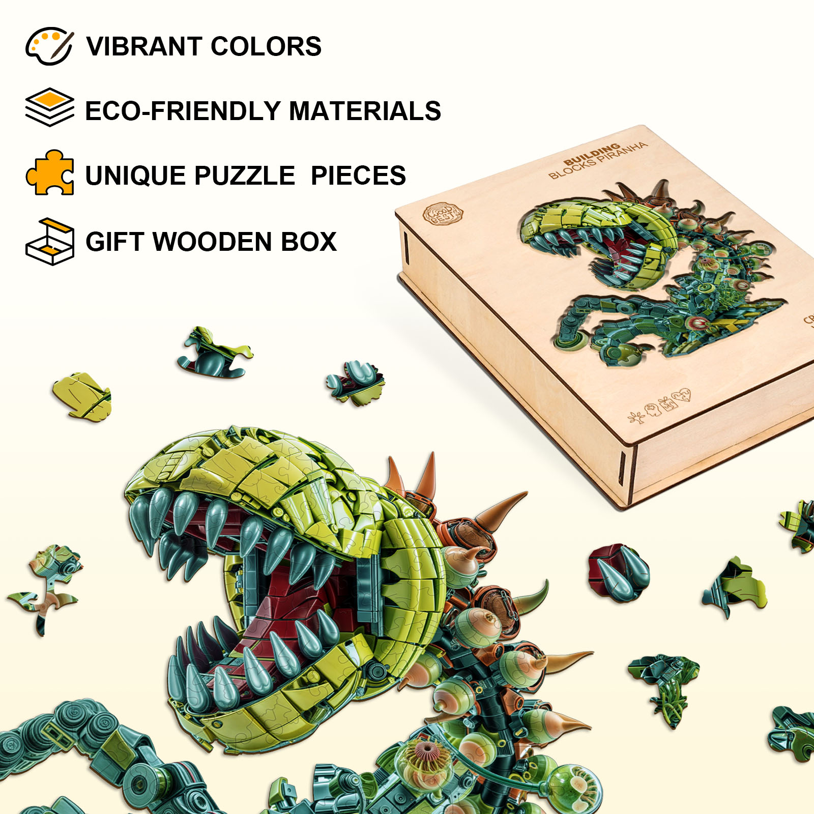 Building blocks Piranha Wooden Jigsaw Puzzle