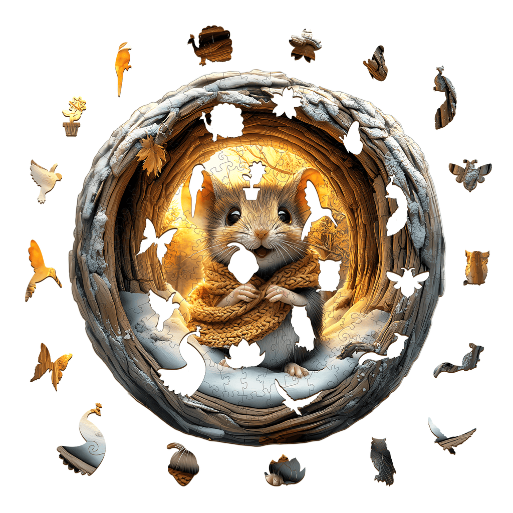 3D Cave Mouse Wooden Jigsaw Puzzle