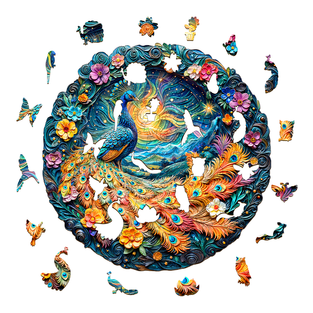 3D Aurora Peacock Wooden Jigsaw Puzzle