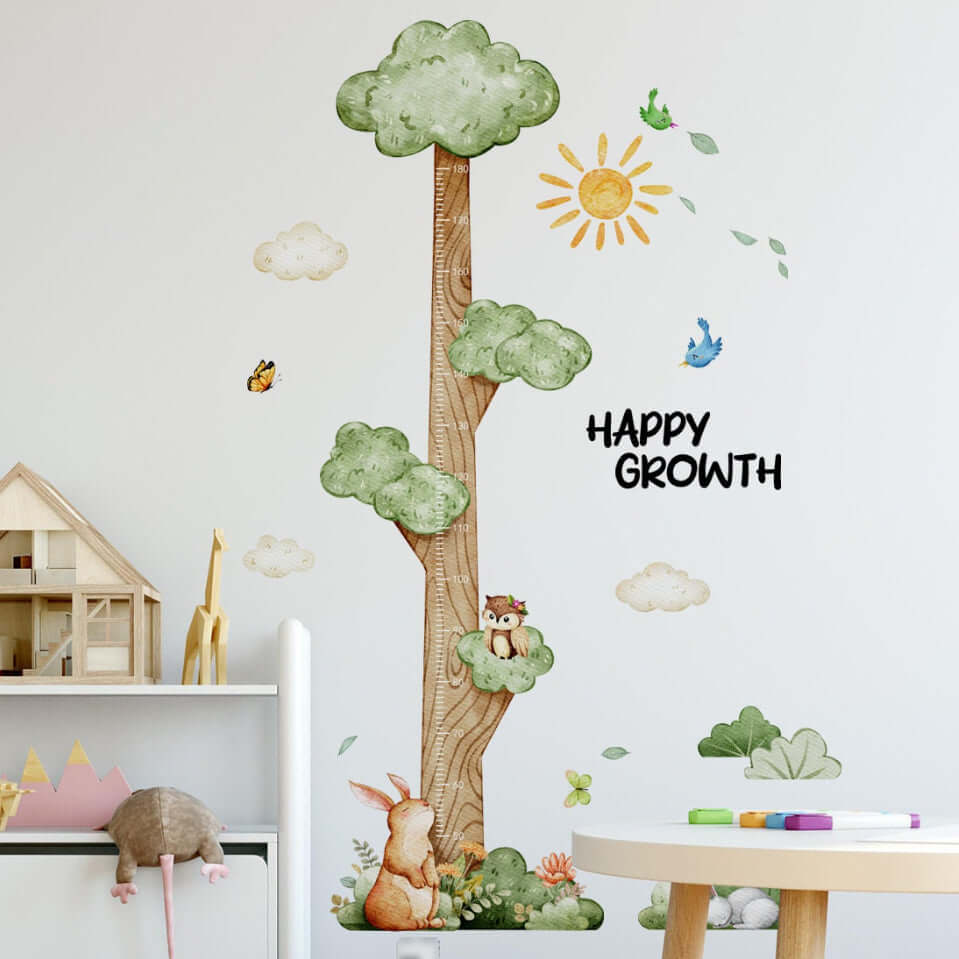 Whimsical Tree Growth Chart Wall Stickers