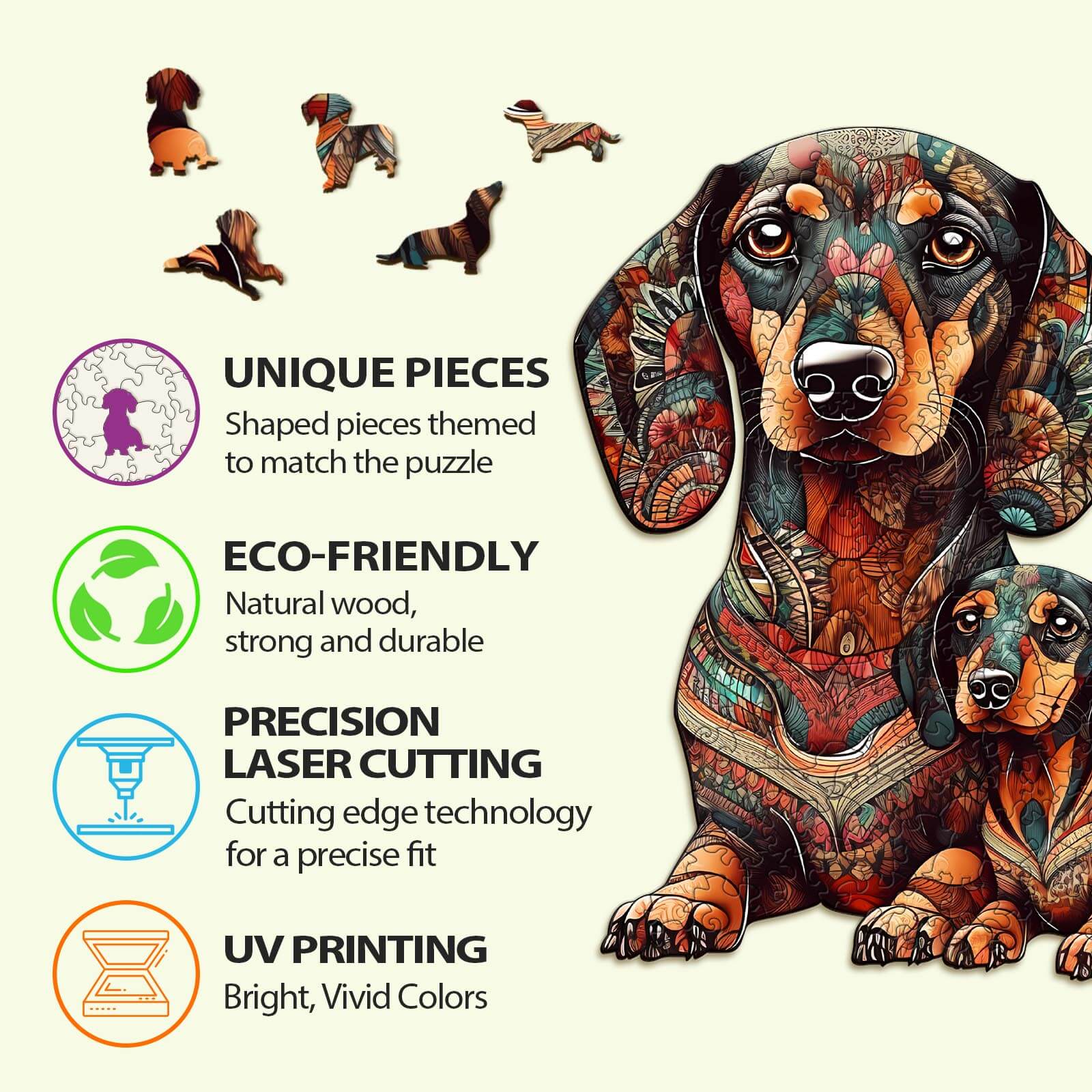 Dachshund Family-2 Wooden Jigsaw Puzzle
