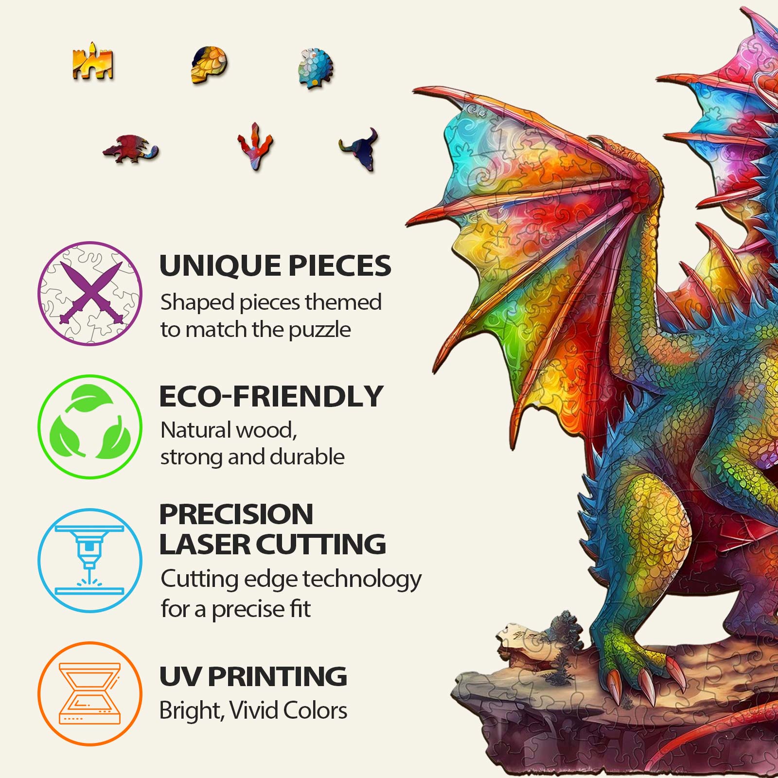 Colorful Dragon-2 Wooden Jigsaw Puzzle