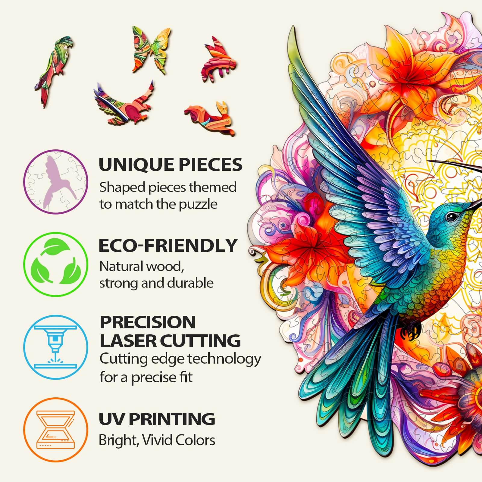 Hummingbirds-2 Wooden Jigsaw Puzzle