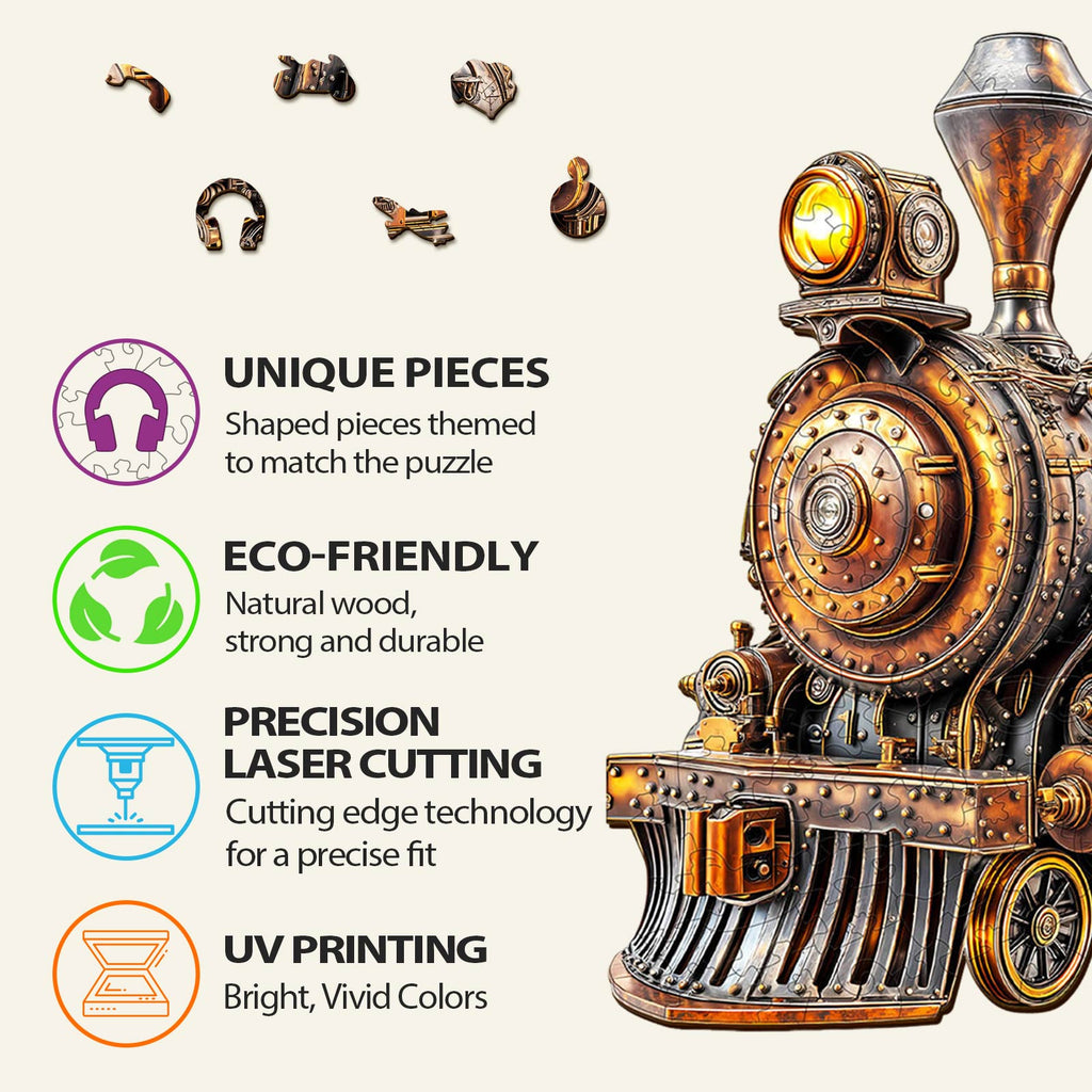Mechanical Steam Train Wooden Jigsaw Puzzle