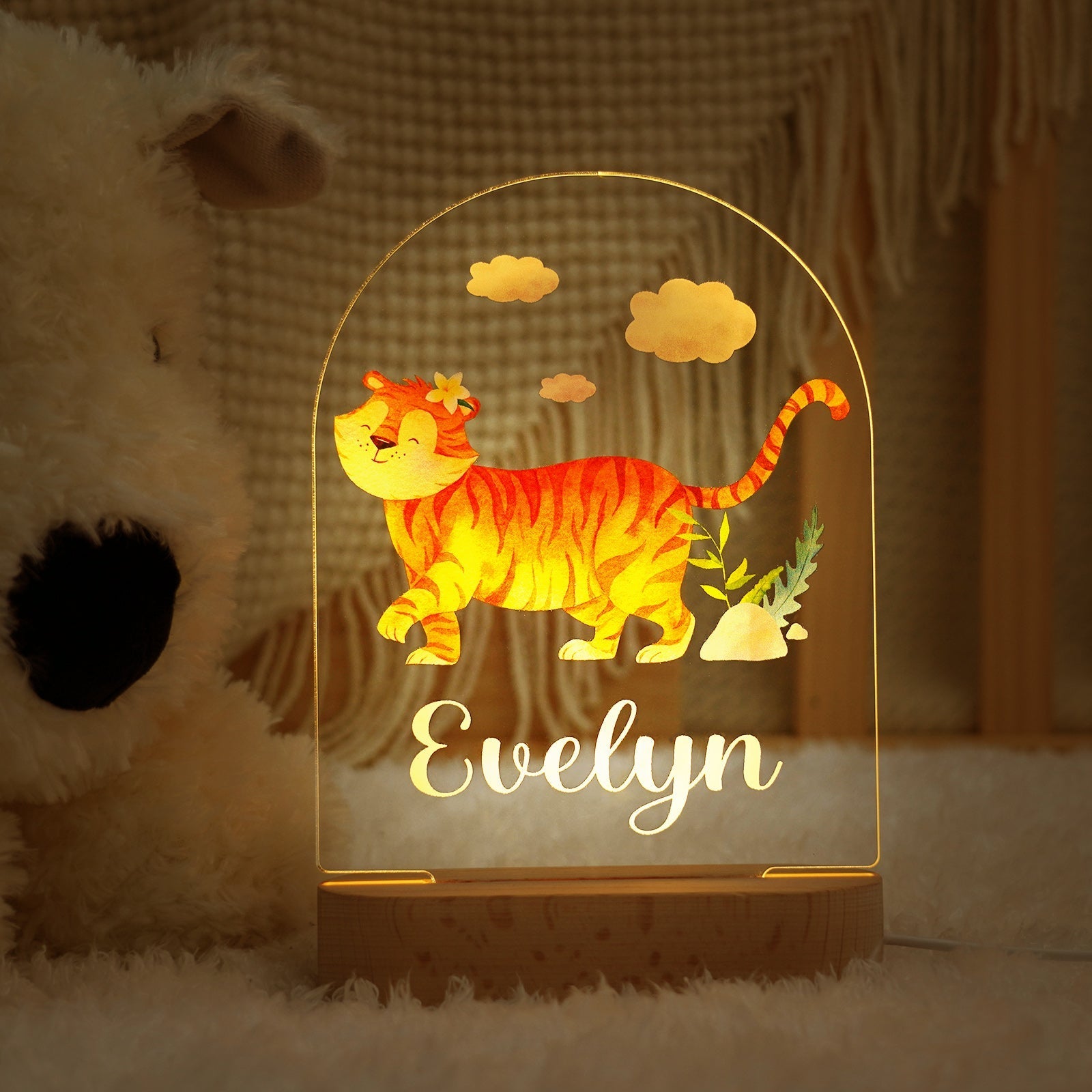 Personalized Baby Name Animal Style Night Light