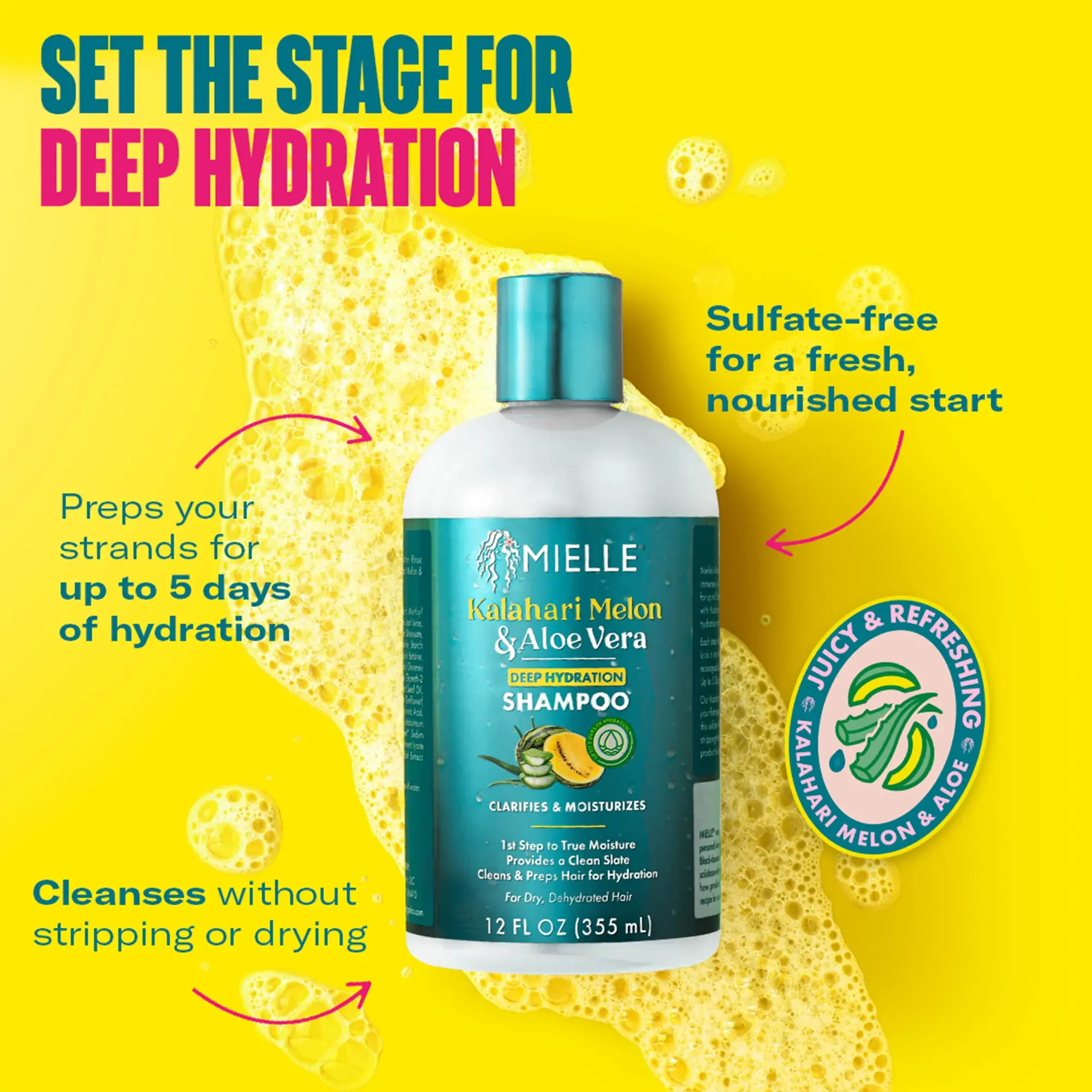 MIELLE Kalahari Melon & Aloe Deep Hydration Shampoo