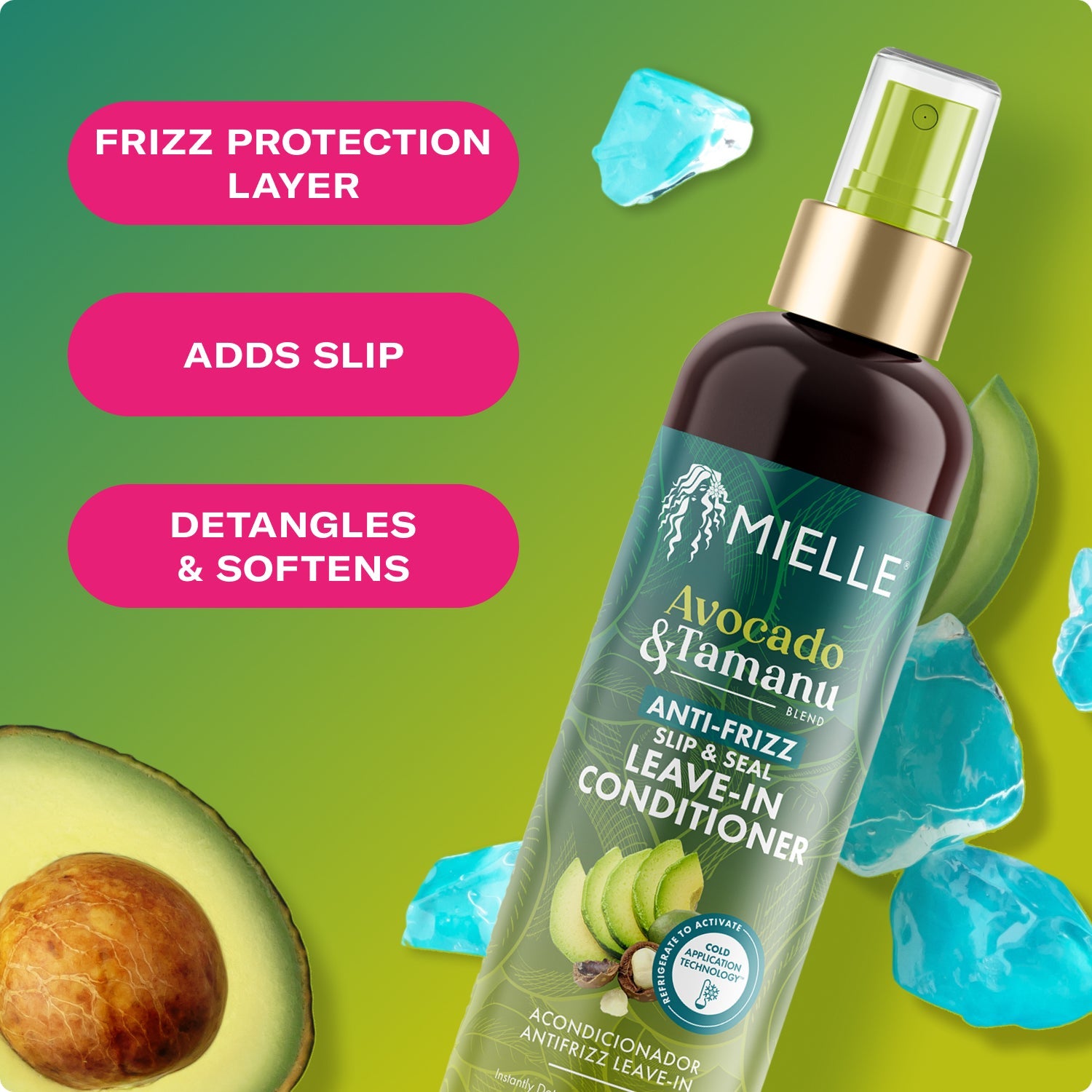 MIELLE Avocado & Tamanu Anti-Frizz Slip & Seal Leave-In Conditioner