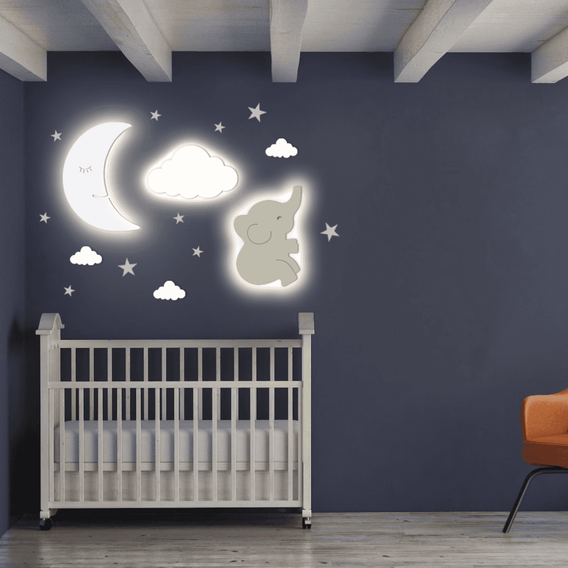 Moon and Cloud Room Wall Light