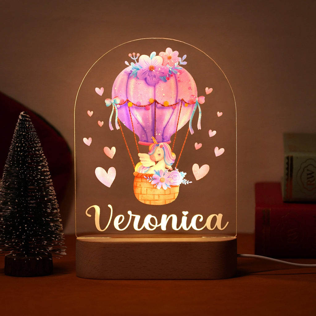 Personalized Rainbow Unicorn Baby Name Night Light