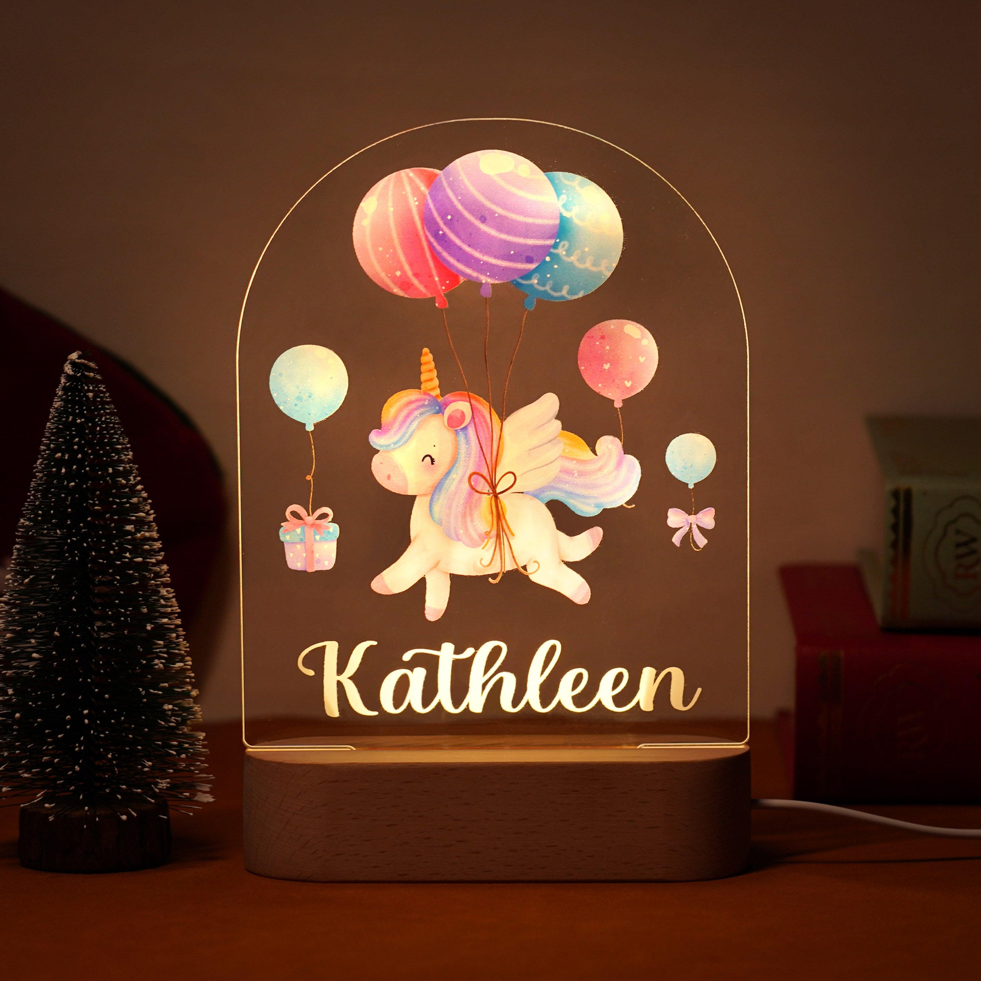 Personalized Rainbow Unicorn Baby Name Night Light