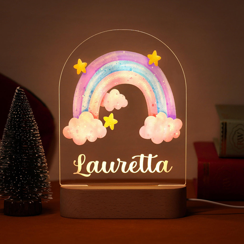 Personalized Rainbow Unicorn Baby Name Night Light