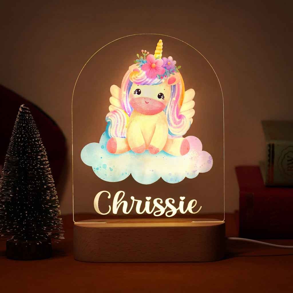 Personalized Rainbow Unicorn Baby Name Night Light