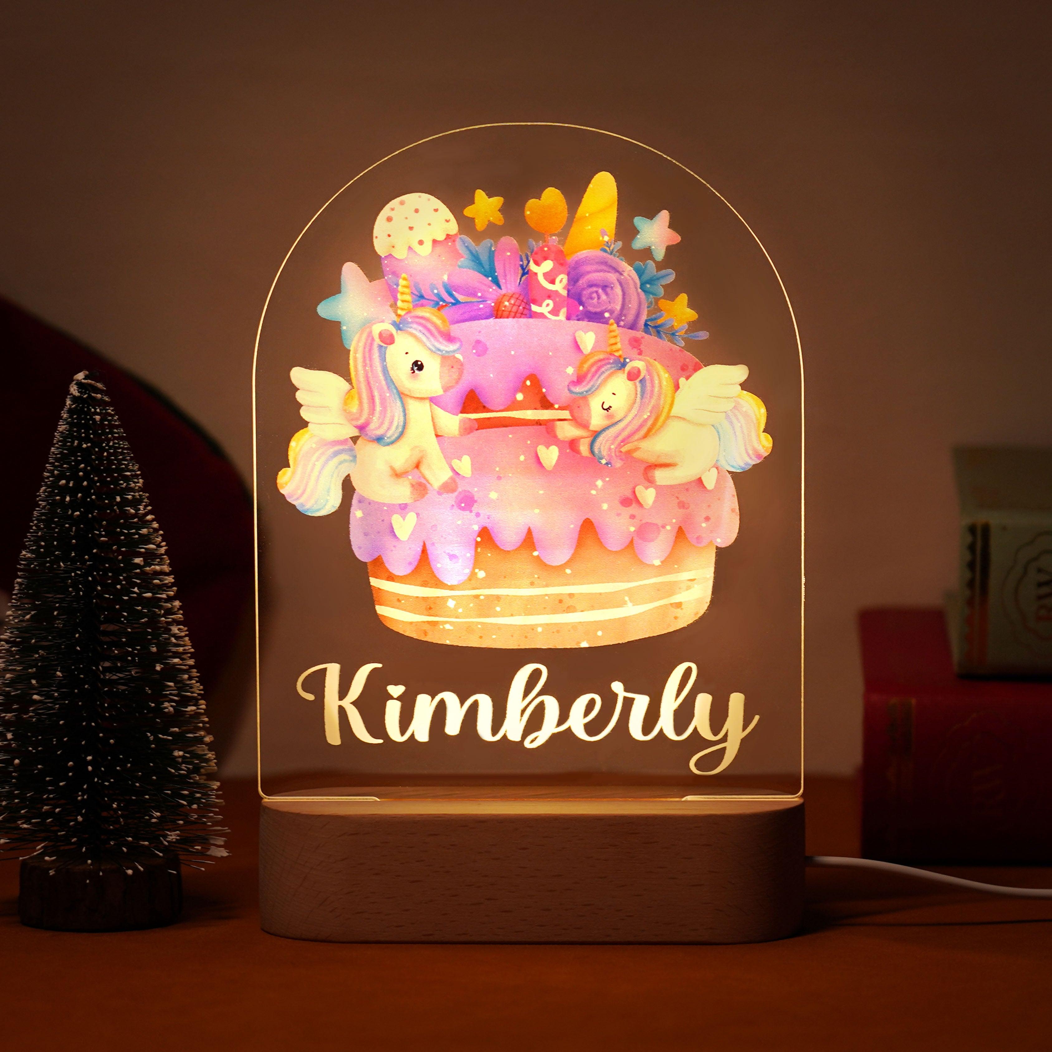 Personalized Rainbow Unicorn Baby Name Night Light