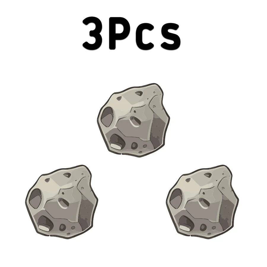 Three cartoon asteroids in a set of 3, ideal for space-themed decor or educational purposes.