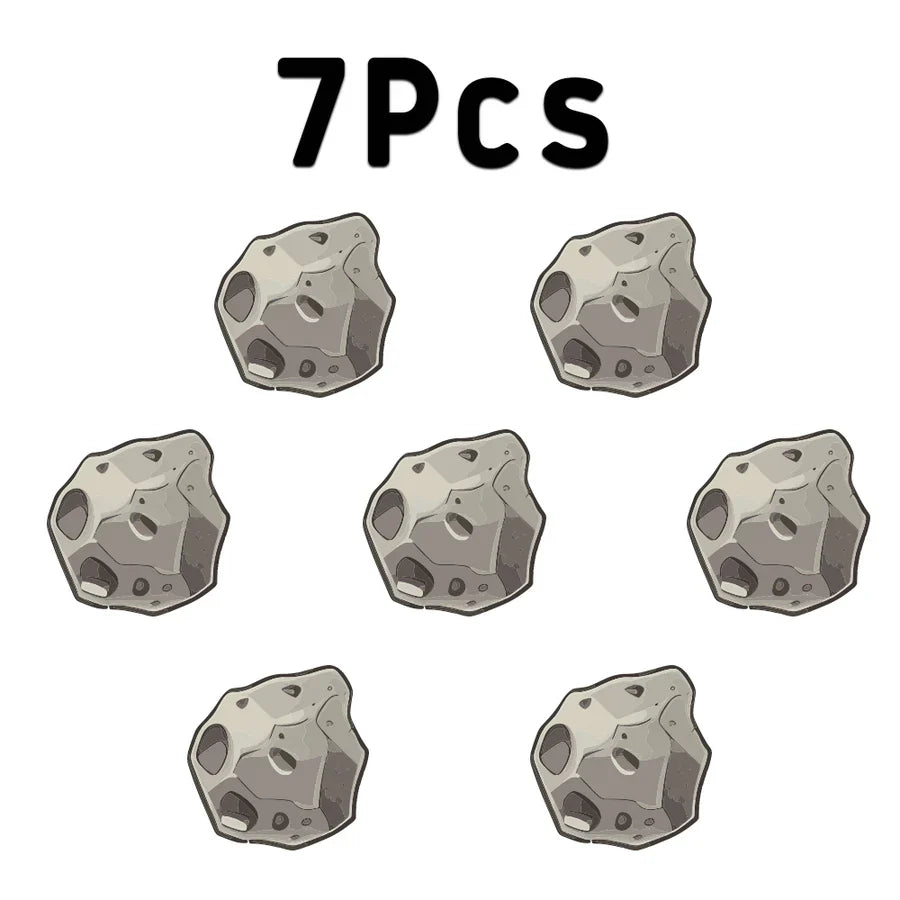 Set of 7 pieces of detailed asteroid designs for creative projects and decorations.