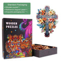 Blessing Cross-1 wooden jigsaw puzzle in vibrant packaging with artistic designs, featuring unique puzzle pieces.