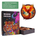 Phoenix Wooden Jigsaw Puzzle in exquisite packaging, featuring intricate wooden pieces and colorful design.