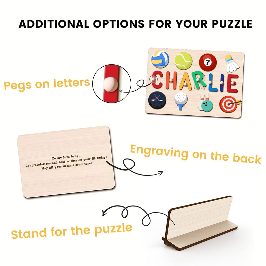 Personalized Wooden Baby Name Puzzle with Balls