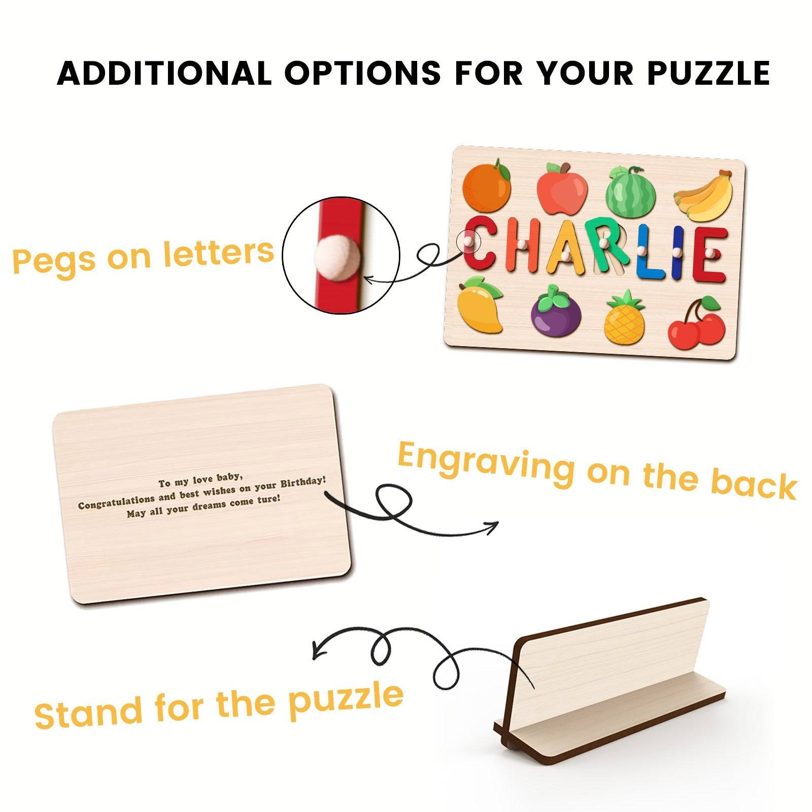 Personalized Wooden Baby Name Puzzle with Food