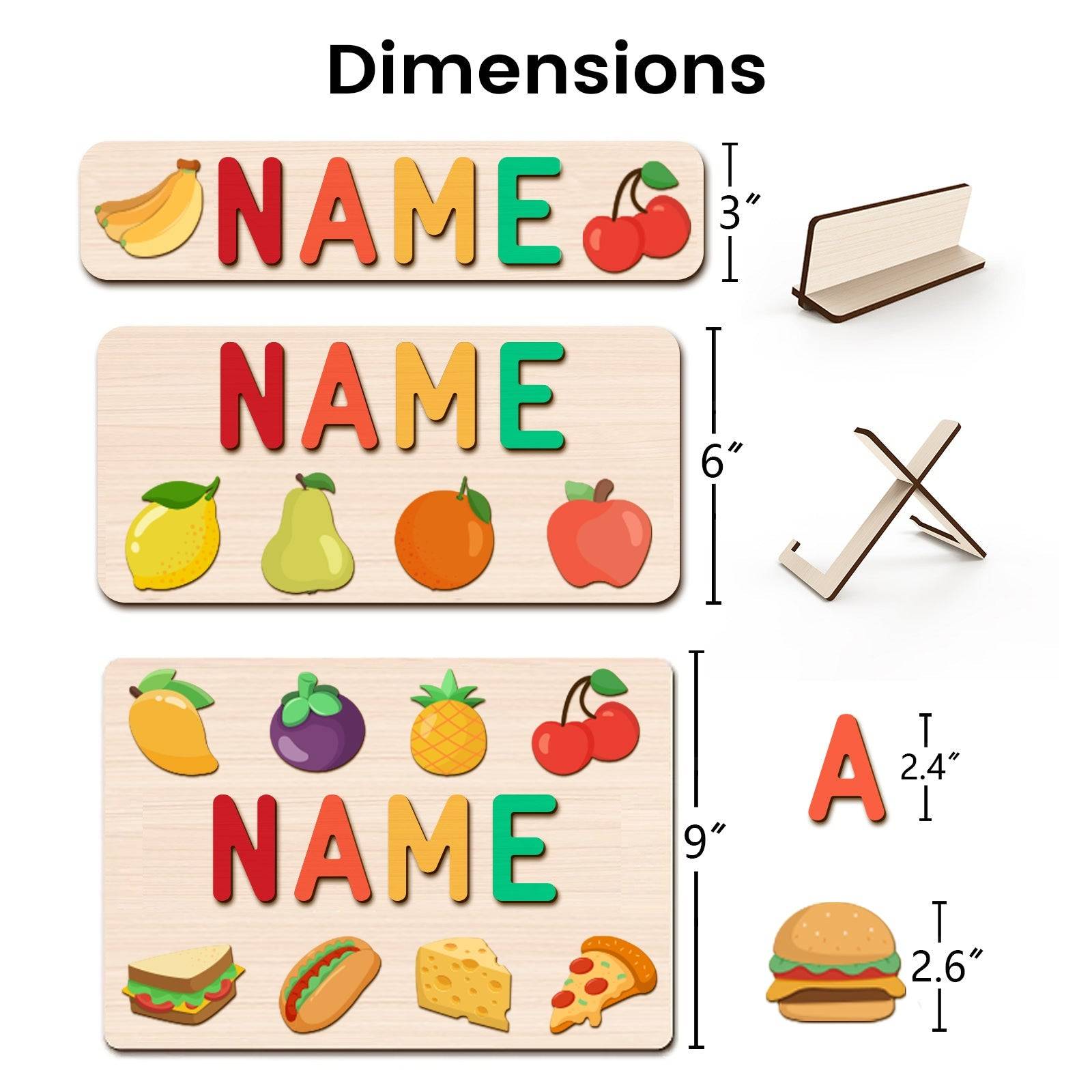Personalized Wooden Baby Name Puzzle with Food