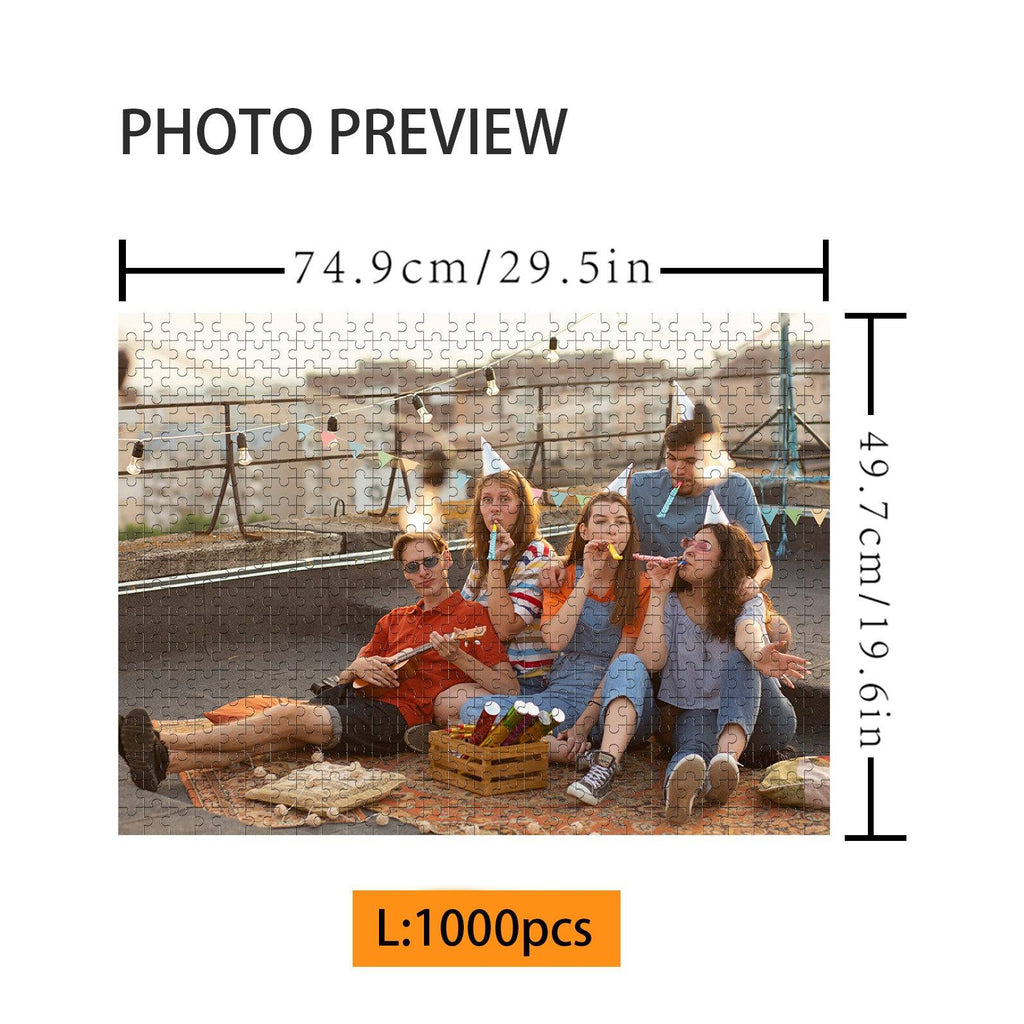 Preview of a personalized 1000-piece puzzle featuring a joyful group of friends together.