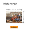Preview of a 500-piece jigsaw puzzle featuring four friends enjoying a picnic together outdoors.