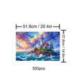 Lonely Island Lighthouse 500-piece puzzle showcasing a vibrant scene of a lighthouse by the sea, designed for jigsaw puzzle enthusiasts.