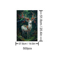 Colorful Deer 500 piece puzzle showcasing vibrant colors and intricate details in a serene forest setting.