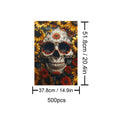 Halloween Skull puzzle with sunflowers, 500 pieces for a fun and thoughtful jigsaw experience.