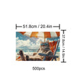 Holiday Cat 500 Piece Puzzle featuring a relaxed cat on the beach with sunglasses and an umbrella.