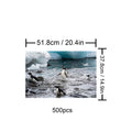 Happy Penguins 500 piece puzzle dimensions and design, perfect for enhancing focus and cognitive skills.